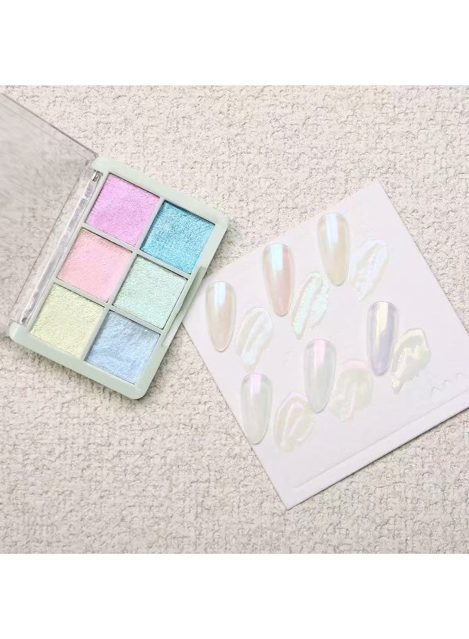 Goolsky 1PS 6colors Solid Magic Mirror Powder Nail Glitter Mirror Illusion Aurora Powder Super Bright Glass Fine Flash Glitter for Nails - Image 3